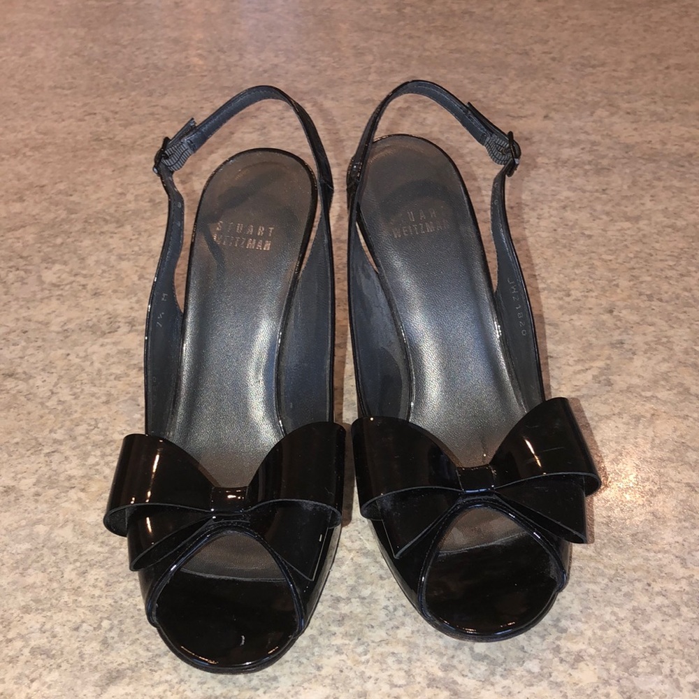 Stuart Weitzman peeptoe slingback bow size 7.5